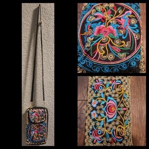 Beautiful Boho Embroidered Crossbody Wallet